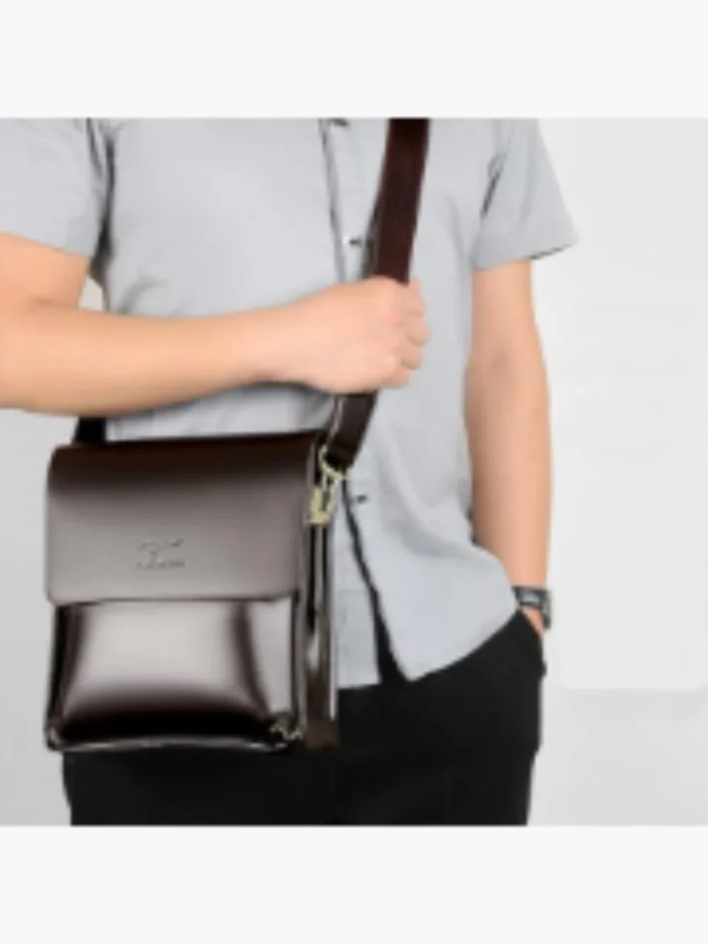 PU Leather Crossbody Messenger Bag for Men Women Travel Work Business Satchel